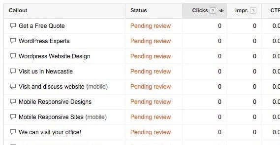 Google Adwords Pending Review