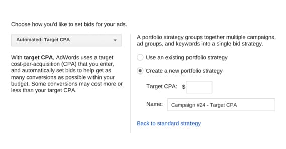 Target CPA Option