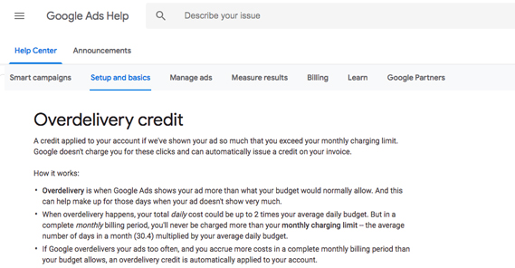 Overdelivery Credit Explanation