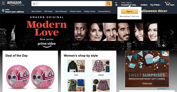 Amazon Homepage Example