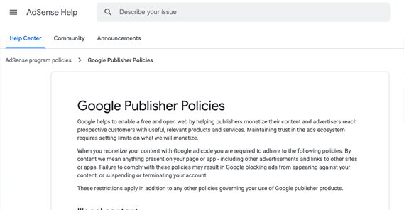 Google Publisher Policies